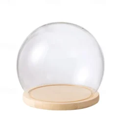 Deco Night Lights Round Glass Display Dome Cloche with Wooden Base Landscape Decorative Cover Tabletop Disp with Light for Xmas DIY Crafts Birthday Holiday Halloween Home Decoratio Craftsmanship and Style for Your Home