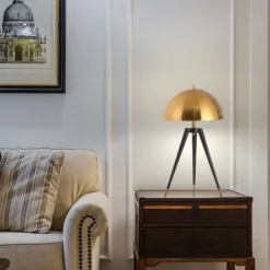 Decoration Floor Lamp Tripod Floor Lights Copper Modern LED Standing Lamp Mid Century Standing Light with Table for Office Floor Lamp 110-240V