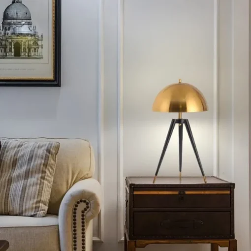 Decoration Floor Lamp Tripod Floor Lights Copper Modern LED Standing Lamp Mid Century Standing Light with Table for Office Floor Lamp 110-240V