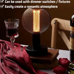 Decorative Light Bulb Black Metal Cage 5W LED Light Bulb White Glass Lampshade 8W E26/E27 LED Light Bulb Base Warm White Edison Decorative Light Bulb Suitable for Home Kitchen and Dining Room