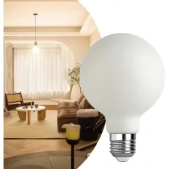 Decorative Light Bulb Black Metal Cage 5W LED Light Bulb White Glass Lampshade 8W E26/E27 LED Light Bulb Base Warm White Edison Decorative Light Bulb Suitable for Home Kitchen and Dining Room