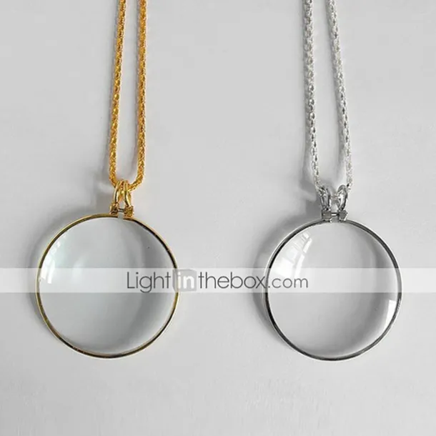 Decorative Monocle Necklace With Magnifier Magnifying Glass Pendant Gold Silver Plated Chain Necklace for Women Jewelry