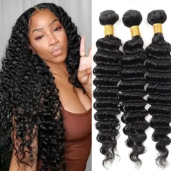 Deep Wave Bundles Brazilian Human Hair 3 Bundles Remy Human Hair Weft