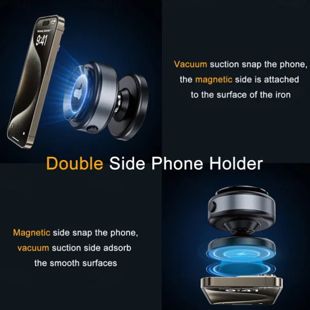 360-degree Adjustable Electric Vacuum Magnetic Suction Cup Phone Mount Hands-Free Magnetic Cell Phone Holder for Car/Gym/Mirror/Smooth Surface Compatible with Magsafe iPhone