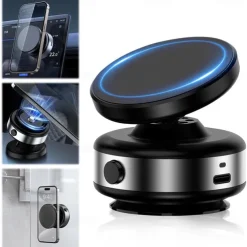 360-degree Adjustable Electric Vacuum Magnetic Suction Cup Phone Mount Hands-Free Magnetic Cell Phone Holder for Car/Gym/Mirror/Smooth Surface Compatible with Magsafe iPhone