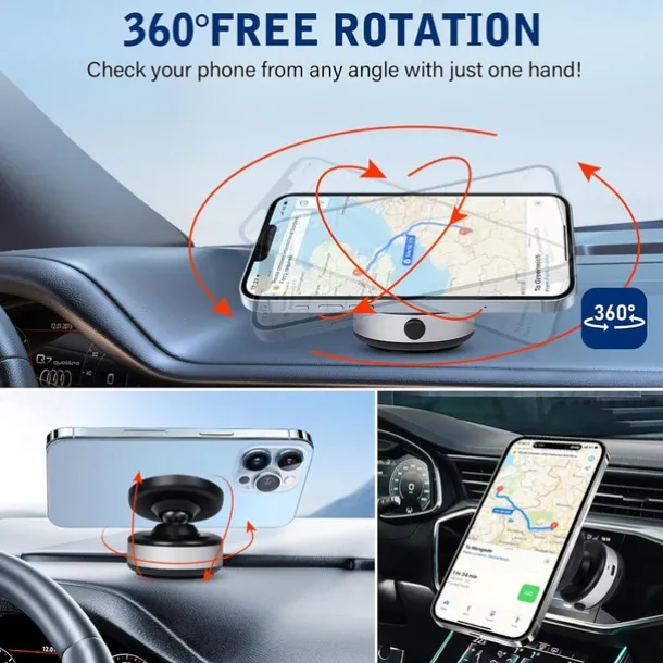 360-degree Adjustable Electric Vacuum Magnetic Suction Cup Phone Mount Hands-Free Magnetic Cell Phone Holder for Car/Gym/Mirror/Smooth Surface Compatible with Magsafe iPhone