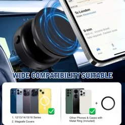 360-degree Adjustable Electric Vacuum Magnetic Suction Cup Phone Mount Hands-Free Magnetic Cell Phone Holder for Car/Gym/Mirror/Smooth Surface Compatible with Magsafe iPhone