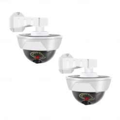 360-Degree LED Outdoor Wall Lights Ultra-Bright Solar Light Dummy CCTV Camera with Red Flashing Light Remote Control Easy Installation Waterproof Outdoor FloodLights Wireless for Porch Garden Patio Driveway