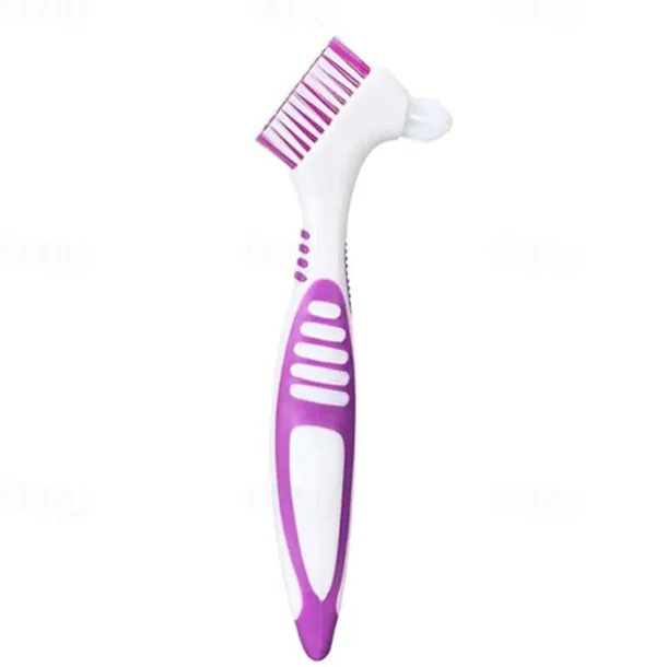 Denture Toothbrush For Adults, Denture Cleaning Brush, Hard Denture Brush Oral Care Double-Sided Toothbrush, Specially Designed To Thorough Cleaning Dentures & Bridges