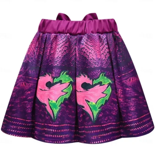 Descendants Mal Skirt Outfits Cosplay Wigs Cosplay Costume Movie Cosplay for Girls' Kids Masquerade Causal