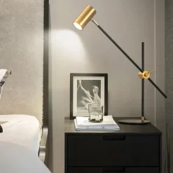 Desk/Table Lamp, Matte Brass Finish, Adjustable Height, Balance Arm, in-Line Rocker On/Off Switch