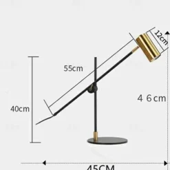 Desk/Table Lamp, Matte Brass Finish, Adjustable Height, Balance Arm, in-Line Rocker On/Off Switch