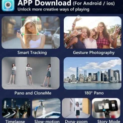 Desktop Gimbal Selfie Stick Tripod Stabilizer with Light Remote Following Foldable for Smartphone iPhone 13 Xiaomi for Video Q18