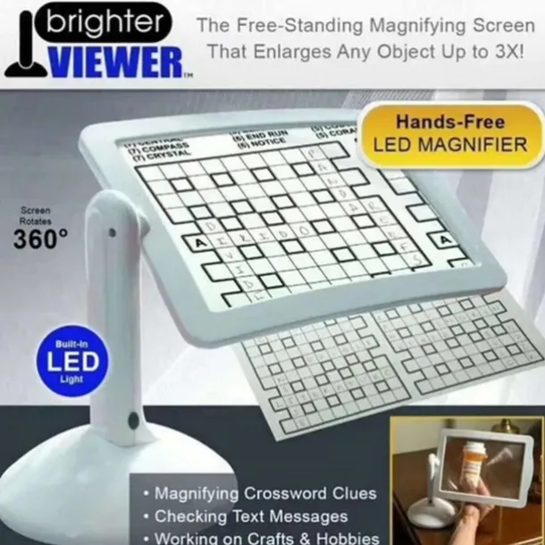 Desktop Magnifying Glass with LED Light Large Screen 360-degree Rotation 3 Times Magnification Reading Newspapers for The Elderly