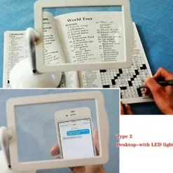 Desktop Magnifying Glass with LED Light Large Screen 360-degree Rotation 3 Times Magnification Reading Newspapers for The Elderly