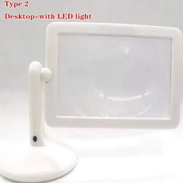 Desktop Magnifying Glass with LED Light Large Screen 360-degree Rotation 3 Times Magnification Reading Newspapers for The Elderly