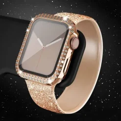 Diamond Bling Bumper Case For Apple watch 8 7 6 SE 5 41mm 45mm 44mm 40mm 42mm 38mm Accessories Protector Cover for iWatch series 2 3 4 1