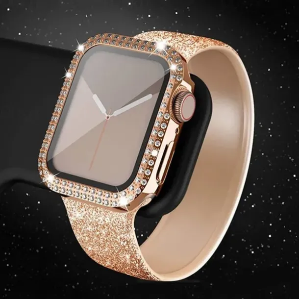 Diamond Bling Bumper Case For Apple watch 8 7 6 SE 5 41mm 45mm 44mm 40mm 42mm 38mm Accessories Protector Cover for iWatch series 2 3 4 1