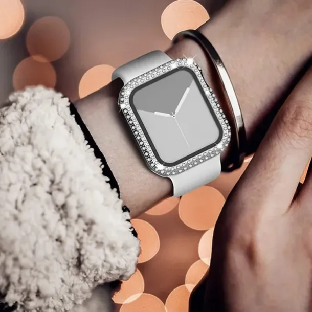 Diamond Bling Bumper Case For Apple watch 8 7 6 SE 5 41mm 45mm 44mm 40mm 42mm 38mm Accessories Protector Cover for iWatch series 2 3 4 1