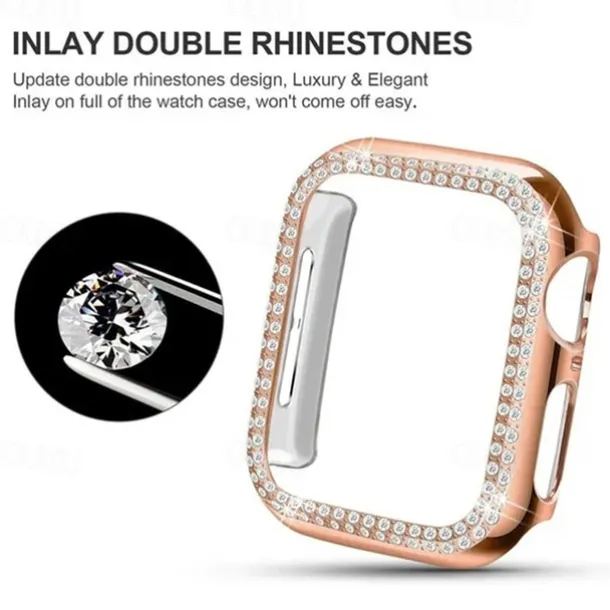 Diamond Bling Bumper Case For Apple watch 8 7 6 SE 5 41mm 45mm 44mm 40mm 42mm 38mm Accessories Protector Cover for iWatch series 2 3 4 1