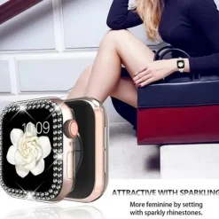 Diamond Bling Bumper Case For Apple watch 8 7 6 SE 5 41mm 45mm 44mm 40mm 42mm 38mm Accessories Protector Cover for iWatch series 2 3 4 1