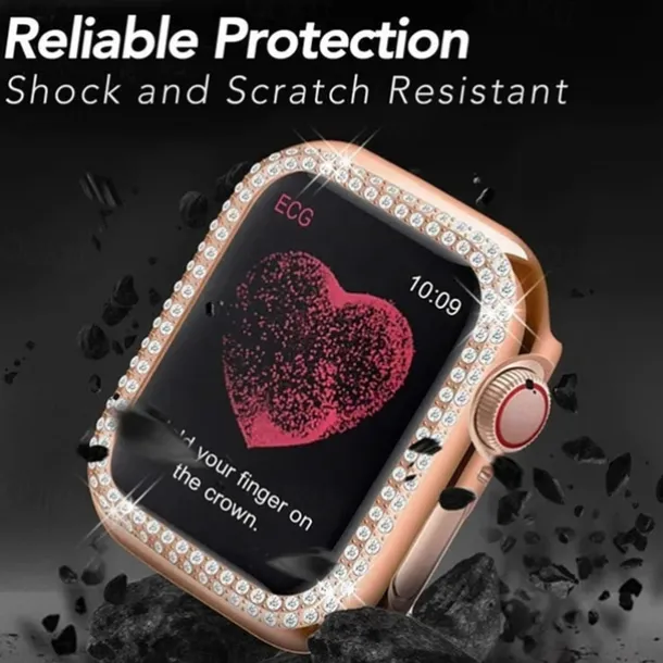 Diamond Bling Bumper Case For Apple watch 8 7 6 SE 5 41mm 45mm 44mm 40mm 42mm 38mm Accessories Protector Cover for iWatch series 2 3 4 1