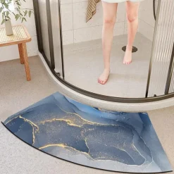 Diatomaceous Earth Bath Mat Non-slip Arcute Marble Pattern Super Absorbent Toilet Door Quick-Drying Foot Mat Entry Door Mat Non-Slip Mat