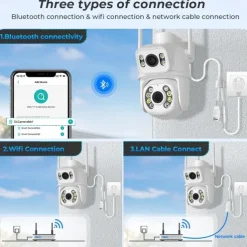 DIDSeth 8MP 4K Wifi PTZ Camera Dual-Lens Video Surveillance Protection Ai Human Monitor Night Vision Outdoor Security CCTV Cam