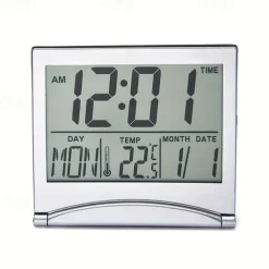 Digital Alarm Clock Alarm Setting 12/24H Used For Temperature And Date Display Of Office Travel And Bedroom Alarm Clocks Desktop Clock Travel Clock Electronic Clock