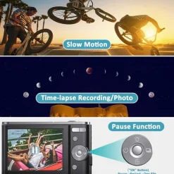 Digital Camera 1080P 48 Mega Pixels Vlogging Camera with 16X Zoom Mini Cameras Video Recorder Camcorder for Beginners Christmas Birthday Gift