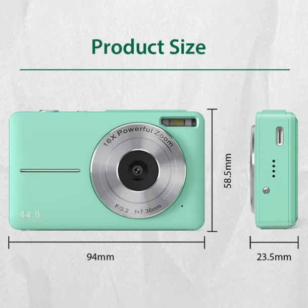 Digital Camera 1080P 44MP Vlogging Camera with LCD Screen 16X Zoom Compact Portable Mini Rechargeable Camera Gifts for Students Teens Adults Girls Boys