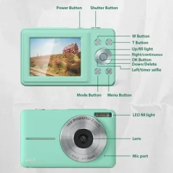 Digital Camera 1080P 44MP Vlogging Camera with LCD Screen 16X Zoom Compact Portable Mini Rechargeable Camera Gifts for Students Teens Adults Girls Boys