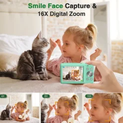 Digital Camera 1080P 44MP Vlogging Camera with LCD Screen 16X Zoom Compact Portable Mini Rechargeable Camera Gifts for Students Teens Adults Girls Boys