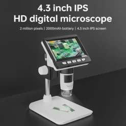 Digital Electron Microscope 4.3in 1000x 2MP Clear Display with Light and Stand Digital Microscope USB Industrial Repair Inspection Tool