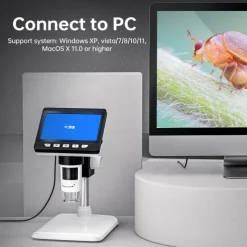 Digital Electron Microscope 4.3in 1000x 2MP Clear Display with Light and Stand Digital Microscope USB Industrial Repair Inspection Tool