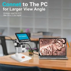 Digital Electron Microscope 4.3in 1000x 2MP Clear Display with Light and Stand Digital Microscope USB Industrial Repair Inspection Tool