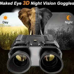 Digital HD Infrared Night Vision Binoculars 4x Digital Zoom Full HD Dual Lens Compatible with Fast MICH Helmet Portable with Head Mount & Carry Case Hunting Night Vision Equipment