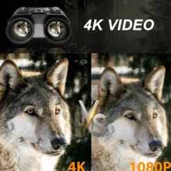 Digital HD Infrared Night Vision Binoculars 4x Digital Zoom Full HD Dual Lens Compatible with Fast MICH Helmet Portable with Head Mount & Carry Case Hunting Night Vision Equipment