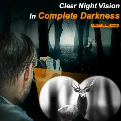 Digital HD Infrared Night Vision Binoculars 4x Digital Zoom Full HD Dual Lens Compatible with Fast MICH Helmet Portable with Head Mount & Carry Case Hunting Night Vision Equipment