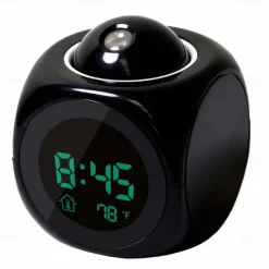 Digital Projection Alarm Clock Home Multifunction Voice Talking Alarm Clock LCD Display with Electronic Thermometer Time Wall Ceiling Projection