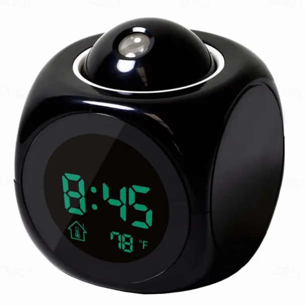 Digital Projection Alarm Clock Home Multifunction Voice Talking Alarm Clock LCD Display with Electronic Thermometer Time Wall Ceiling Projection