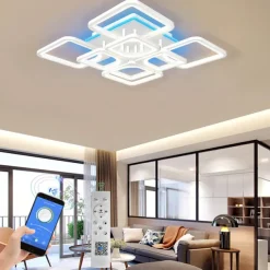 Dimmable Acrylic Ceiling Light LED 5 Head 8 Head Ceiling Lamp with Background Light APP Bluetooth Connection / Remote Control Suitable for Bedroom Living Room Office Children's Room