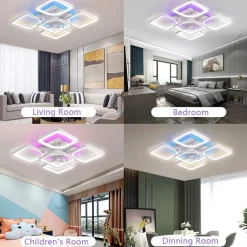 Dimmable Acrylic Ceiling Light LED 5 Head 8 Head Ceiling Lamp with Background Light APP Bluetooth Connection / Remote Control Suitable for Bedroom Living Room Office Children's Room