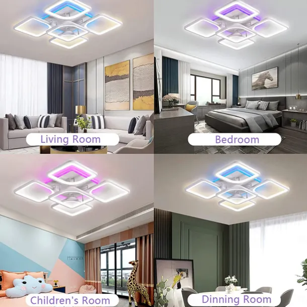 Dimmable Acrylic Ceiling Light LED 5 Head 8 Head Ceiling Lamp with Background Light APP Bluetooth Connection / Remote Control Suitable for Bedroom Living Room Office Children's Room
