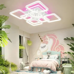 Dimmable Acrylic Ceiling Light LED 5 Head 8 Head Ceiling Lamp with Background Light APP Bluetooth Connection / Remote Control Suitable for Bedroom Living Room Office Children's Room