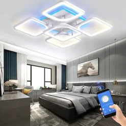 Dimmable Acrylic Ceiling Light LED 5 Head 8 Head Ceiling Lamp with Background Light APP Bluetooth Connection / Remote Control Suitable for Bedroom Living Room Office Children's Room