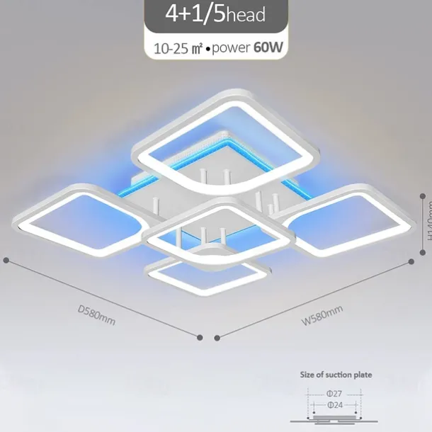 Dimmable Acrylic Ceiling Light LED 5 Head 8 Head Ceiling Lamp with Background Light APP Bluetooth Connection / Remote Control Suitable for Bedroom Living Room Office Children's Room