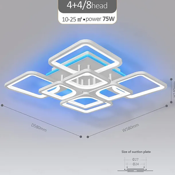 Dimmable Acrylic Ceiling Light LED 5 Head 8 Head Ceiling Lamp with Background Light APP Bluetooth Connection / Remote Control Suitable for Bedroom Living Room Office Children's Room