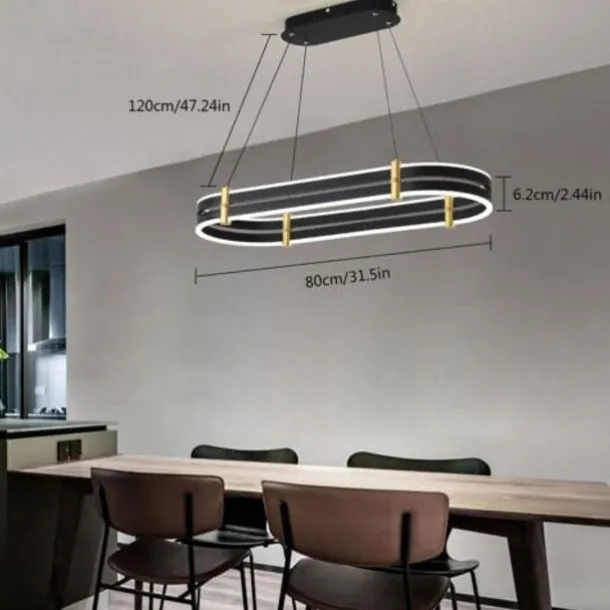 Dimmable Chandelier LED Pendant Lamp Modern Luxury Oval Ring Ceiling Light ONLY Dimmable with Remote Control 110-240V