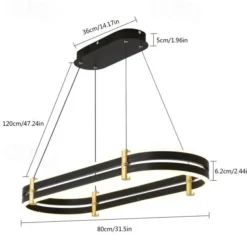 Dimmable Chandelier LED Pendant Lamp Modern Luxury Oval Ring Ceiling Light ONLY Dimmable with Remote Control 110-240V